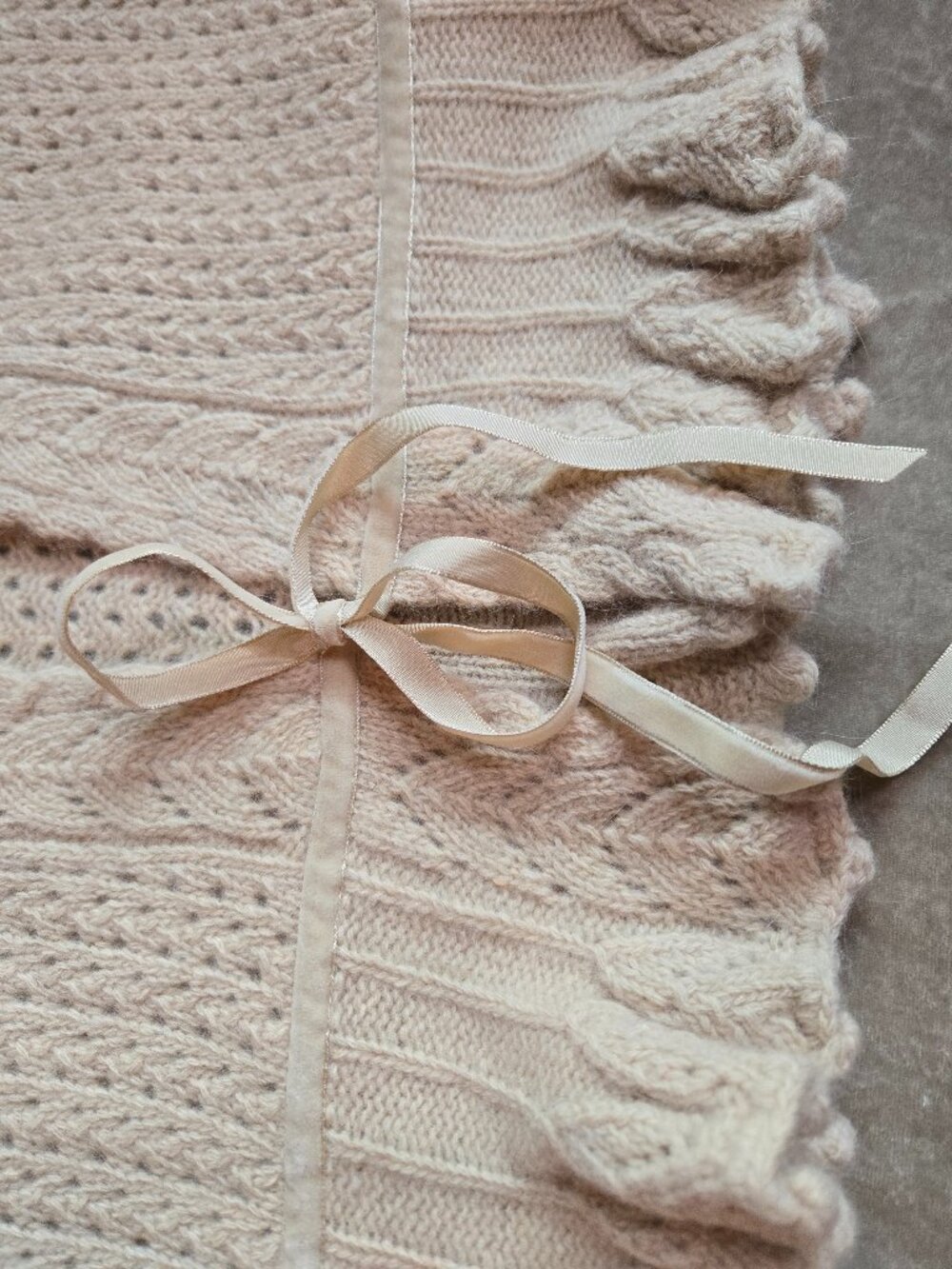 LOFT Lambswool Angora Knit Cardigan – Beige Short Sleeve Tie Front Sweater - S - Picture 5 of 10